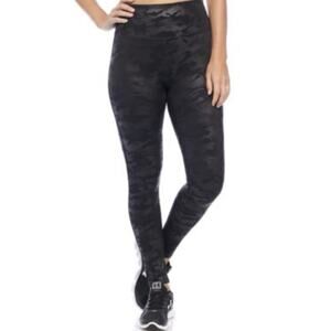 SPANX Black Camo Faux Leather Leggings Small